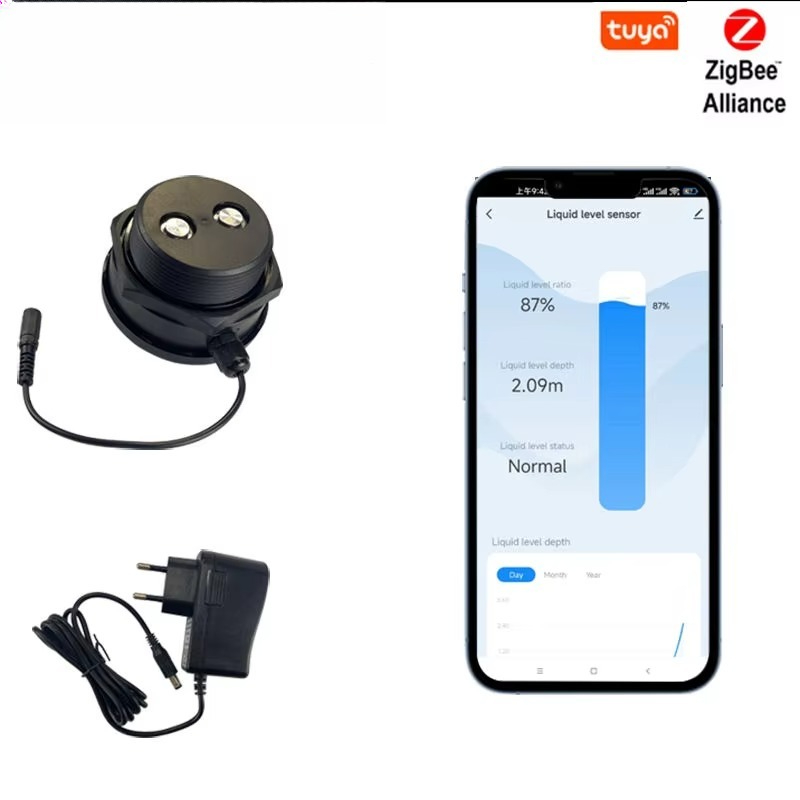 Tuya Smart - Intelligenter WiFi/Zigbee Ultraschall-Wassertank-Sensor mit Echtzeit-Alarm für