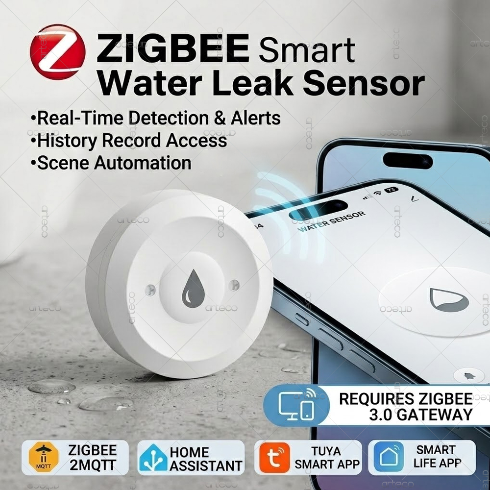 Home Assistant Tuya - Zigbee Wassersensor, Leck- und Überschwemmungsmelder, Leckagesensor,