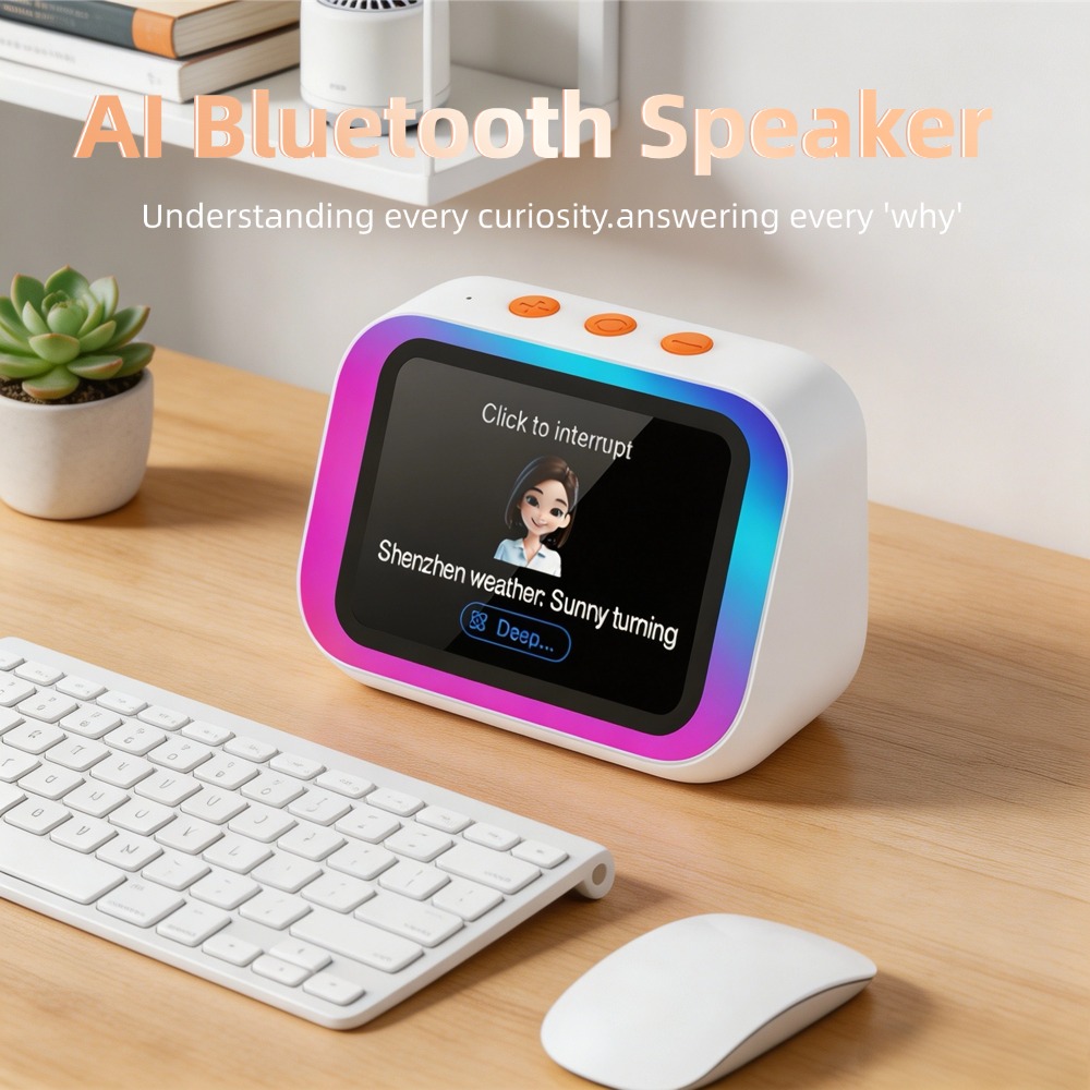 Tasmota - KI-Bluetooth-Lautsprecher 5.4 mit KI-Sprachassistent, HD-Touchscreen-Display, elektronischem