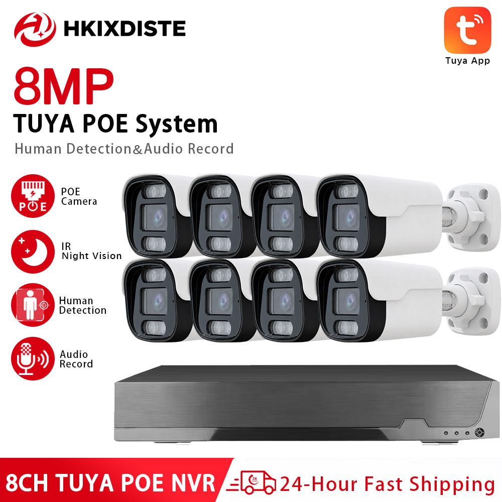 Tuya 4 Channel - 8MP 4K 8-Kanal Tuya PoE Sicherheitskamerasystem